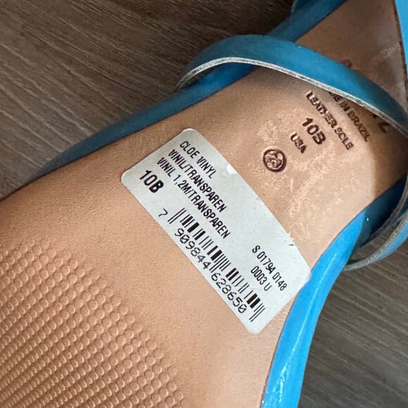 SCHUTZ Cloe Vinyl Strappy Heels – Blue Patent, Clear Strap, Size 10B Womens - Picture 3 of 8